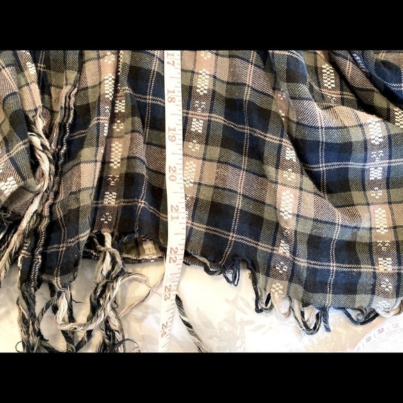 𝅺girl KRAZY LONG SLEEVE BOHO PLAID FRINGE SHIRT-Size S - Picture 15 of 16